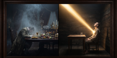 Dittico concettuale tra opulenza materiale e luce interiore dello spirito